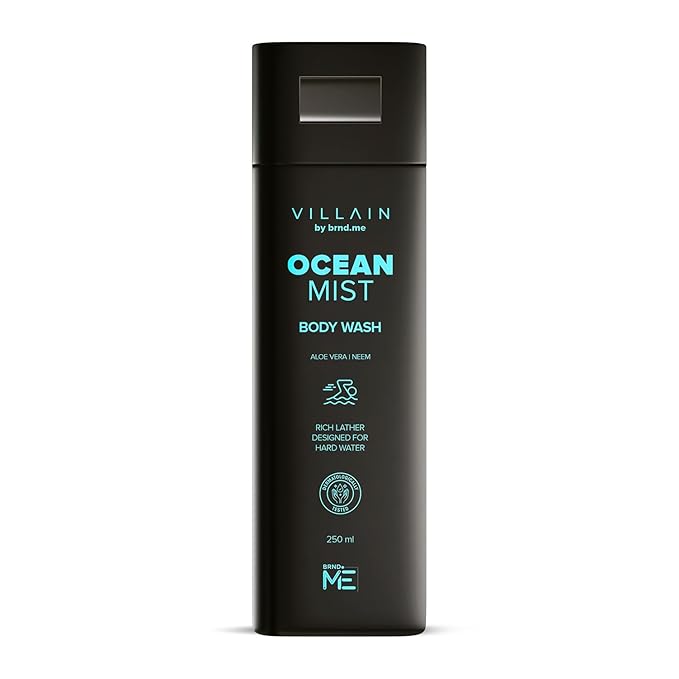 Villain Ocean Mist Body Wash Infused with Hard Water Softener Aquatic fresh Shower Gel for Men Aloe Vera Neem and Vitamin E Hydrating and Energising Skin Friendly Paraben Free Vegan Body Cleanser