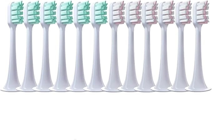12PCS Compatible for XIAOMI MIJIA T300/T500/T700 Replacement Brush Heads Sonic Electric Tooth Soft Bristle Caps Vacuum Package Nozzles(6Pink6Green)
