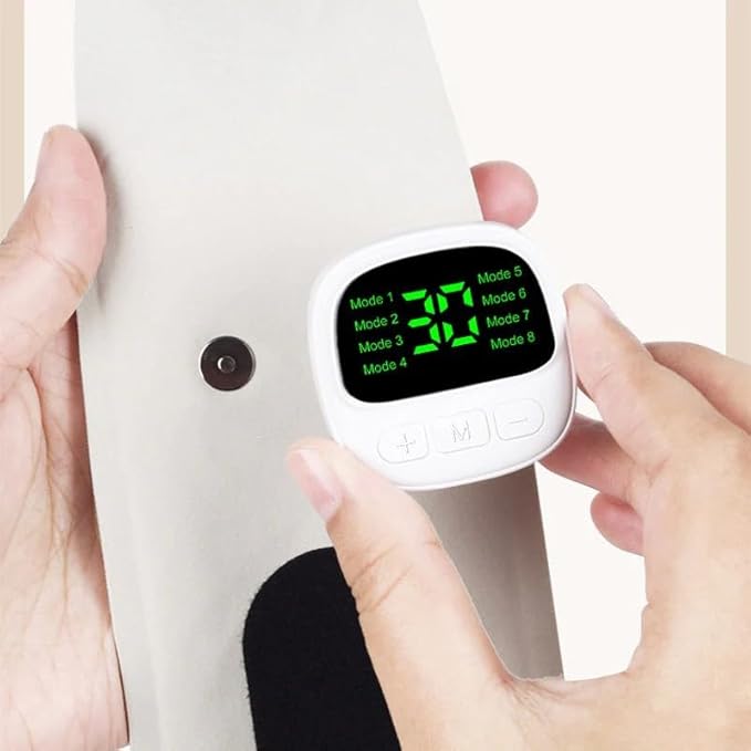 Rechargeable Adjustable Electric Wrist Massager Ergonomic 360° Support Portable Cordless Hand Heating Pad with 8 Modes 30 Intensity Levels for Hand Pain Relief Magnetic Detachable Host (White)