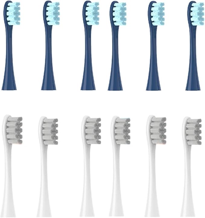 12PCS Replacement Tooth Brush HeadsCompatible for X PRO/ Z1/ F1/ One/Air 2 /SE Sonic Soft Electric(6 Dark Blue 6 Grey)