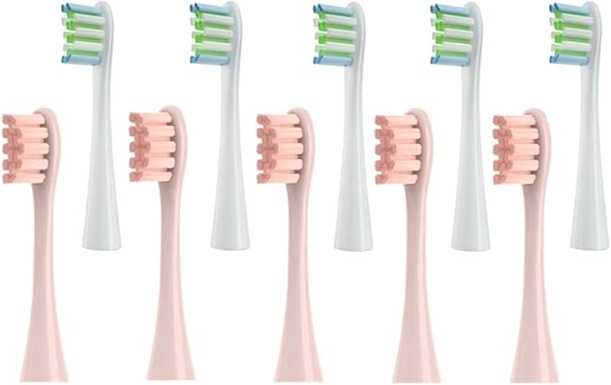 Compatible for Replaceable Electric Toothbrush Brush Heads for X/X PRO/ Z1/ F1/One/Air 2/SE Soft Bristle Nozzles(5White 5Pink)