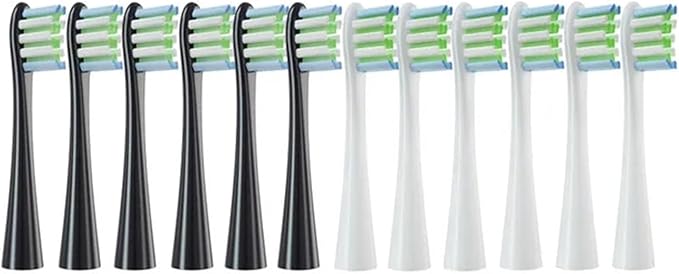 12PCS Replacement Brush Heads Compatible for Oclean X/X PRO/ Z1/ F1/ One/Air 2 /SE Sonic Electric Toothbrush Soft Bristle Nozzles(6Black6White)