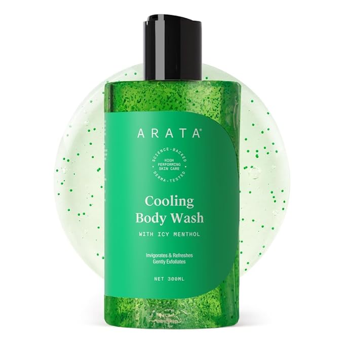 Cooling &amp Exfoliating Body Wash with Menthol &amp Glycerine | Smooth &amp Hydrated Protects Barrier | Body Wash for Women &amp Men | Paraben &amp Silicone-Free | For All Types | 300ml
