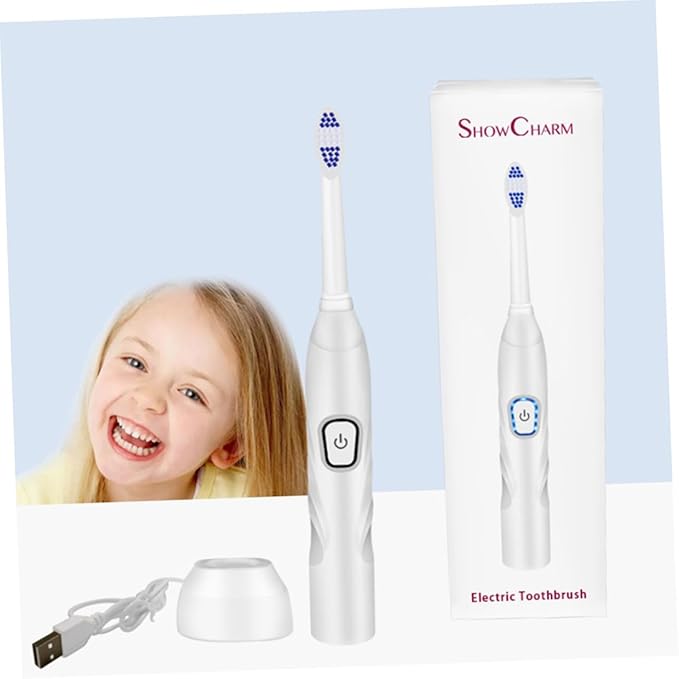 Electric Toothbrush USB Charging Sonic Vibration Bristle Toothbrush for Home Use in White