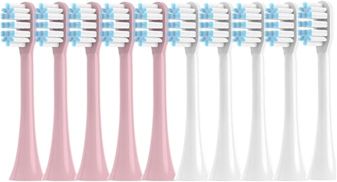 10PCS Replacement Toothbrushes HeadCompatible for SOOCAS X3/X3 Pro/X1/V1/V2/D3/X3U/X5 Soft Electric Brush Clean Nozzles(5White5Pink)