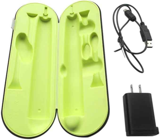 Travel Charger Case w/AC Charer+USB Cable 2023 New HX9210 HX9200 Replacement for Philips Sonicare DiamondClean HX9340 HX9350 HX9382/HX9342/HX939L Toothbrushes(Black-Green)