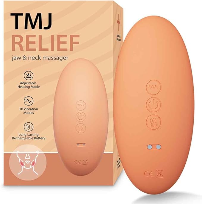 TMJ Relief Products Jaw Massager with Dual Motor Vibrating- Gentle Vibration for TMJ Massage Heating Tool for Pain Relief Tension Stiffness and Headaches