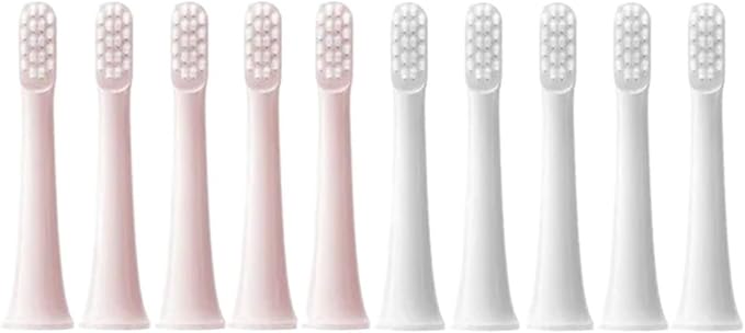 Compatible for XIAOMI MIJIA T100 Replacement Brush Heads Sonic Electric Toothbrush Vacuum Soft Bristle Suitable Nozzles 10Pcs Clean(5Pink 5White)