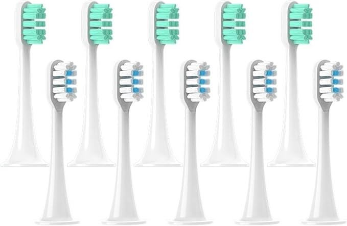 Hot Replacement Brush HeadsCompatible for Xiaomi Mijia T300/T500/T700 for Electric Toothbrushes with Caps Sealed Package Soft(5Green5Whtie)