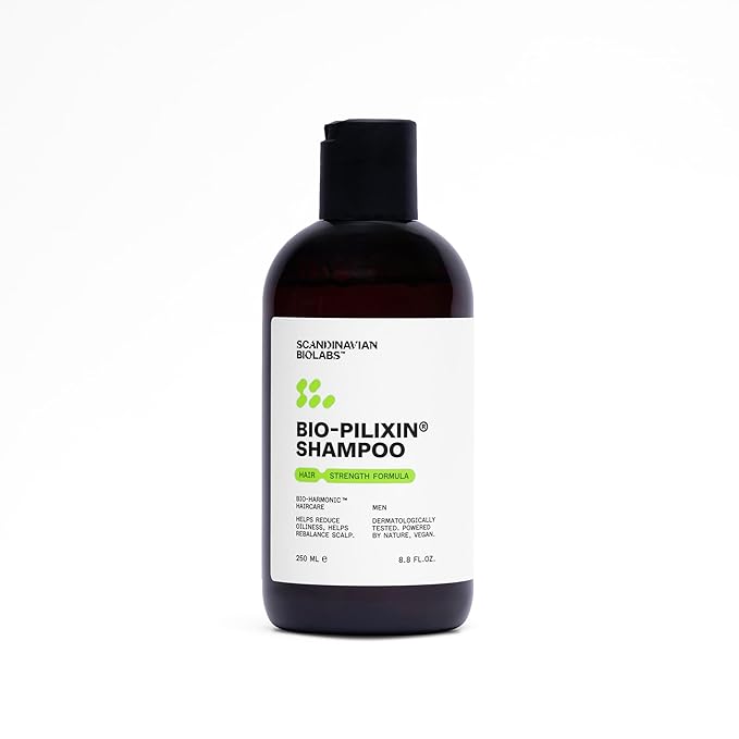 Scandinavian Biolabs Bio-Pilixin® Shampoo For Men | Strengthens Hair Helps Greasiness Balances Scalp Eucalyptus Aroma Dermatologically Tested Made in Denmark 250 mL/ 8.8 Oz