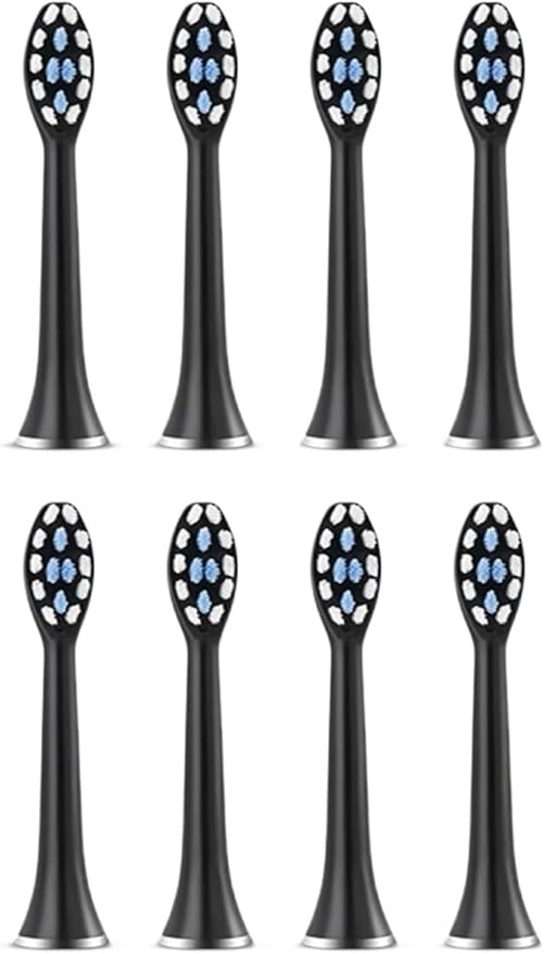 8pcs Replacement Toothbrush Heads Compatible for Revyline RL010 Electric Accessories Nozzles Bristles(8PCS Black)
