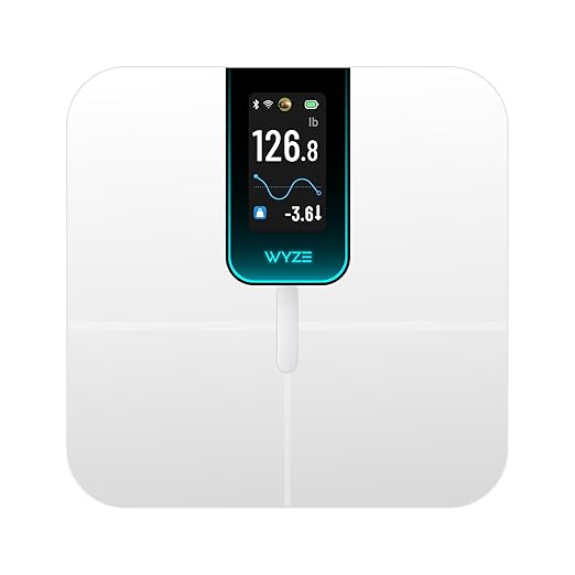 Wyze Scale Ultra Smart Scale with 4.3 Color Display Digital Bathroom Scale for Body Weight BMI Muscle Mass Composition Wi-Fi &amp Bluetooth Body Fat Scale with Heart Rate- White