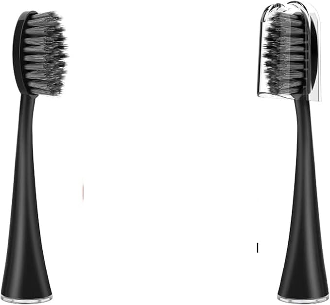 10pcs Replacement Brush HeadsCompatible for Burst Pro Electric Toothbrush Soft Bristles Refill with Cover Cap(10pcs Black)