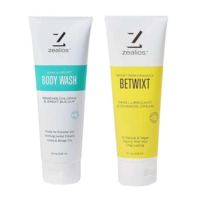 Zealios Skin Hydrating Body Wash (8 Oz) &amp Betwixt Athletic Anti-Chafe Cream (4 Oz) Organic Skin Lubricant Moisturizing Formula