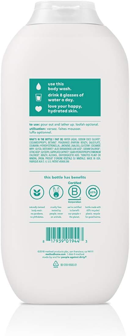 Method Body Wash Stay Hydrated Paraben and Phthalate Free 18 oz (Pack of 6)