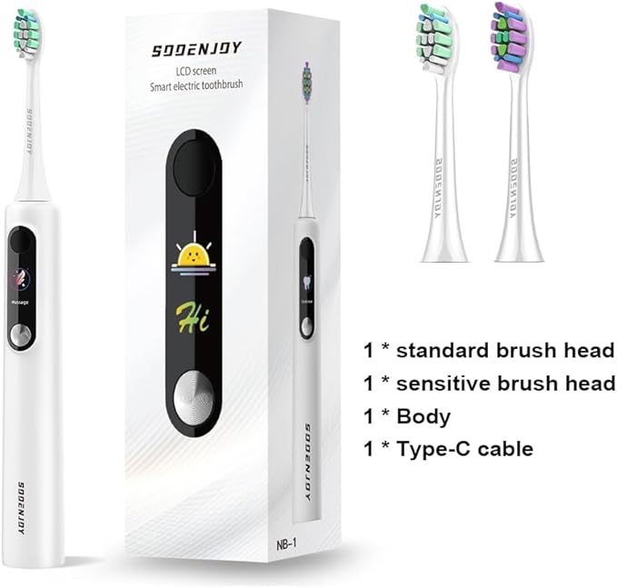 NB-1 LCD Screen Electirc Toothbrush5 Modes 5 intensities &amp DIY ModeRechargeable Sonic Electric Power Toothbrush for AdultWhite