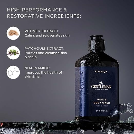 the Gentleman Hair &amp Body Wash Musk &amp Amber Scent Liquid Form Alcohol Free for All Skin Types
