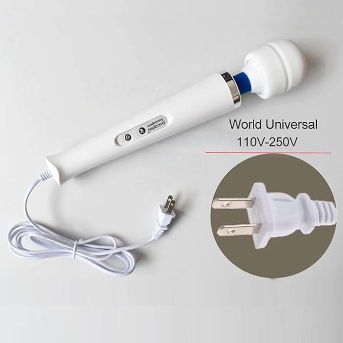 CHARMING 10 Speeds Wired Powerful Handheld Back Massager with Strong Vibration Personal Therapy Massager for Sports Recovery Muscle Aches Full Body Pain (White)