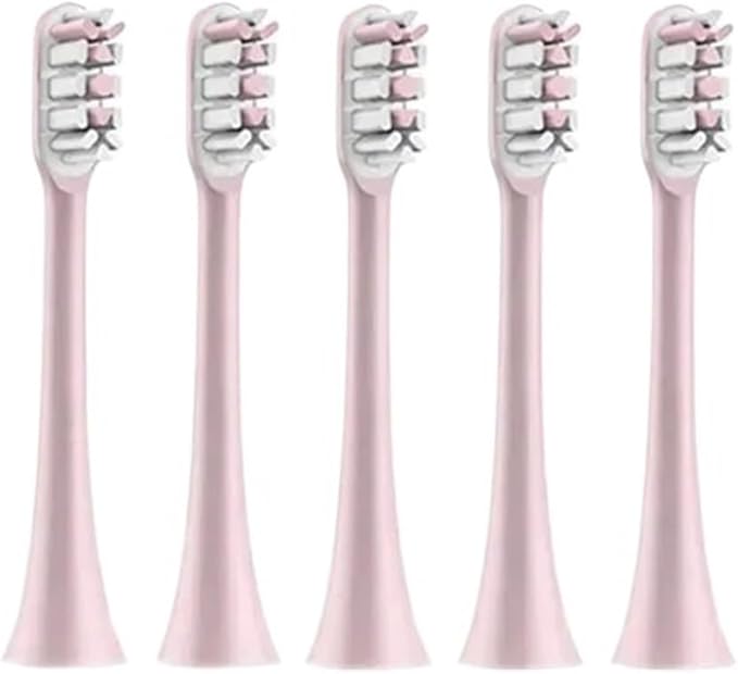 Compatible for X3 X5 X3U X1 V1 V2 Clean Brush Heads Replacement Head Bristle Electric Nozzles with Anti-dust Cap(5pcs Pink)