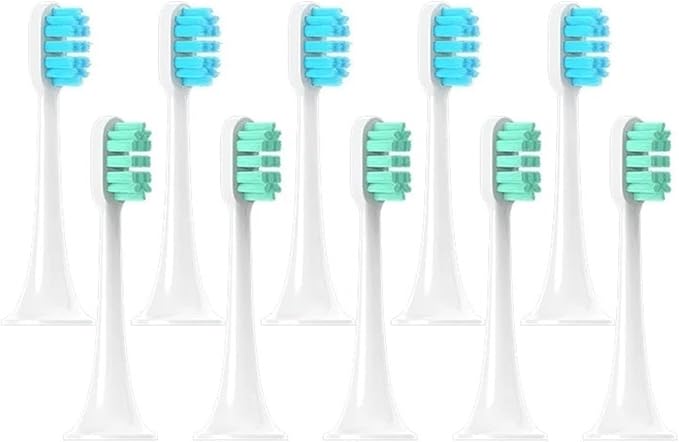Replacement Brush HeadsCompatible for Xiaomi Mijia T300/T500/T700 for Sonic Electric Toothbrushes(5Green5Blue)