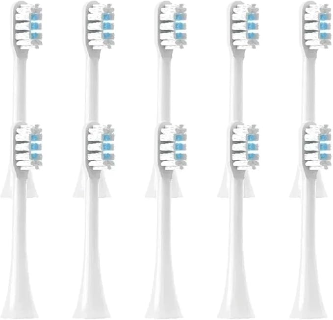 Replacement Toothbrush HeadsCompatible for MIJIA T301/T302/T501 Sonic Electric Tooth Brush Bristle Nozzles with Vacuum Packaging(5 White 5 Blue)