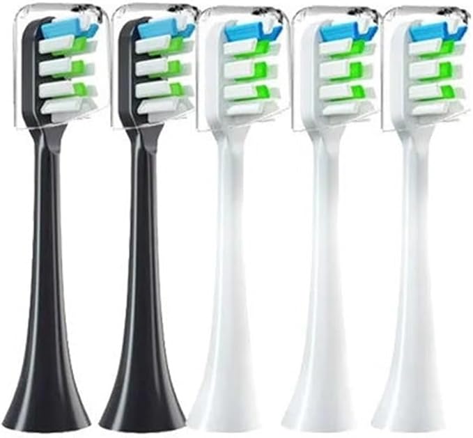Replacement Brush Heads Compatible for X3 X5 V1 X3U 5-10pcs Bristle Electric Toothbrush Sealed Packed(3white 2black)