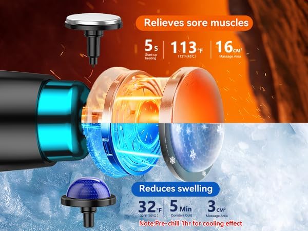 Deep Tissue Massage Gun for Women Men Folding Massage Gun with Heat &amp Cold Therapy for Pain Relief &amp Muscle Recovery Portable Handheld Back Massagers 9 Speeds 10 Attachments