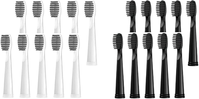 Compatible For Fairywill Replacement Toothbrush Heads For FW-507/508/551/515/917/959/2011FW-D1/D3/D7/D8 Electric Toothbrush(BLACK10 WHITE10 Care)