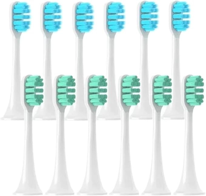 Compatible for XIAOMI MIJIA 4/12PCS Replacement Brush Heads - T300/T500/T700 Sonic Tooth Soft Bristle Vacuum Package(6Blue 6Green)