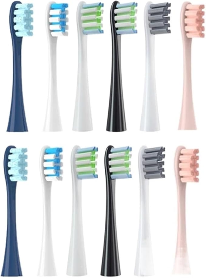 12PCS Replacement Tooth Brush Heads Compatible for X/X PRO/ Z1/ F1/ One/Air 2 /SE Sonic Soft Electric Toothbrush Cleaning(6 Dark Blue 6 Black)