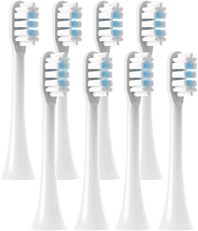 8pcs Replacement Toothbrush Heads Compatibility for MIJIA T301/T302/T501 Sonic Electric Tooth Brush(8 White)