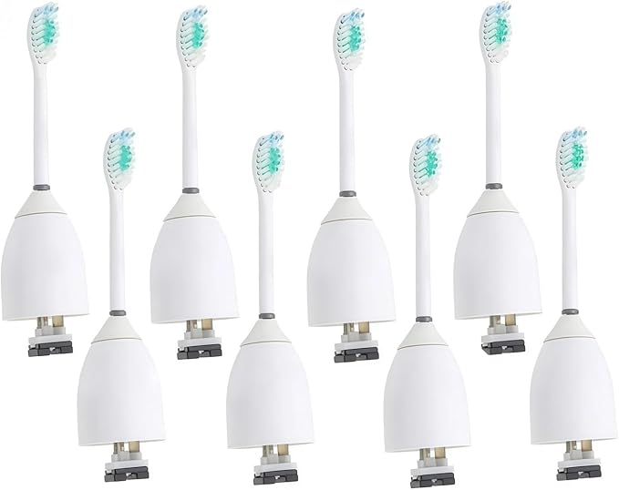 Replacement Electric Toothbrush Heads Compatible with Philips Sonicare E-Series HX7001 HX7022 HX-7002 HX7002 HX9500 HX9552 HX9553 HX9562(8 PCS White)