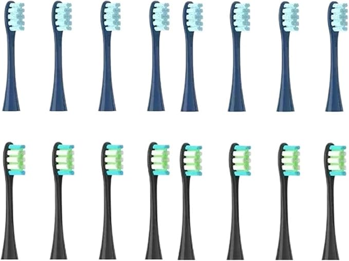 Replacement Brush HeadsCompatible for Oclean X/X PRO/Air 2 /SE / Z1/ F1/ OneDuPont Deep Cleaning Nozzles Sonic Soft Vacuum Bristle Heads(8darkblue 8black)