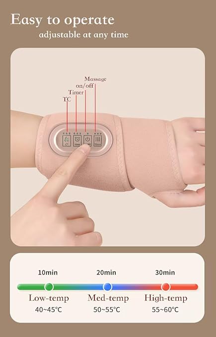 Cordless Heating Wrist Pad Wrap for Arthritis and Carpal Tunnel Rechargeable 3000mAh battery 2-Hour Usage Heated Wrist Wrap Massager for ArthritisRelieve ankle painTherapy Brace for Wrist to Woman