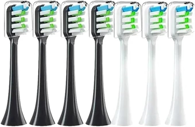 Sonic Electric Toothbrush Heads Compatible for Xiaomi SOOCAS X3 X5 X3U X1 V1 V2 Replacement Nozzles with Anti-dust Cap(3White 4Black)