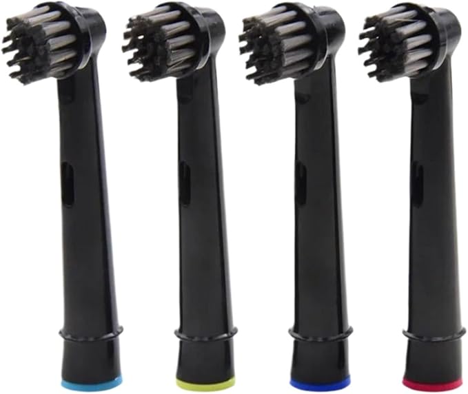 Black Bamboo Charcoal Brush Heads Compatible for Oral B Electric Toothbrush Advance Power/Pro Health/Triumph/3D Excel/Vitality Precision(4pcs Black)