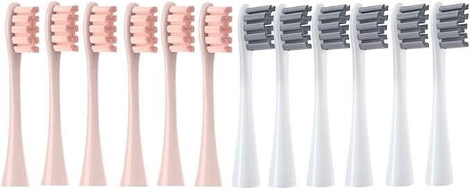 4/12PCSCompatible for Toothbrush Head for X/X Pro/Z1/F1/One/Air 2/SE Electric Sonic(12PCS-Pink-Gray)