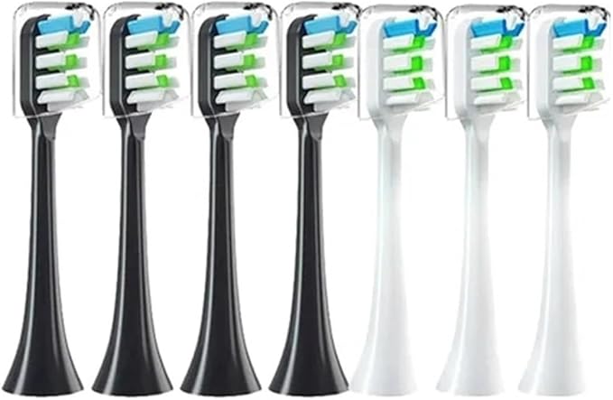Compatible ForXiaomi SOOCAS X3 X5 X3U X1 V1 V2 SOOCARE Head 7pcs Replacement Heads Brush Soft Sonic Toothbrush Vacuum Bristle(4Black 3White)