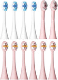 Compatible with Seago Electric Toothbrush Heads 12 Pieces Adult Toothbrushes 5 Modes Pressure Sensor IPX7 Waterproof with Holder C027(SG-C027-12PCS Pink)
