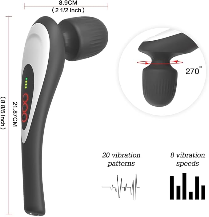 Rechargeable Personal Hand Held Deep Tissue Vibrating Massager for Muscles Back Foot Neck -Cordless Electric Percussion Body Wand Massage Gift for Women her