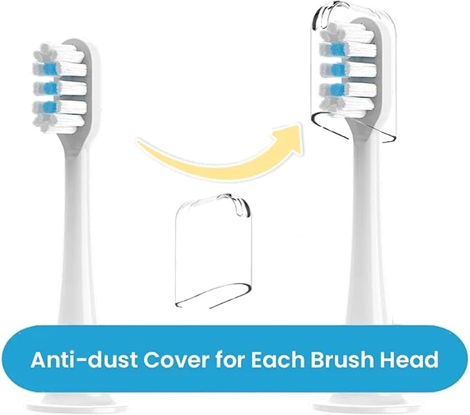 16pcs Replacement Brush HeadsCompatible for T300/T500/T700 Toothbrush Soft Bristle Nozzles with Caps(White B)