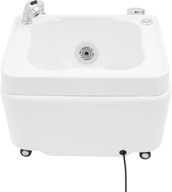 Acrylic Foot Spa Bathtub with 7 Colors LED LightAcrylic Pedicure Basin with Universal Wheels21.65 Inch White Pedicure BowlPortable Foot Spa Tub for Home Salon Spa
