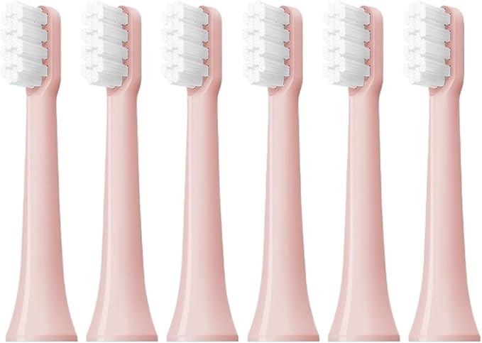 6-Pack Replacement Brush Heads Compatible with T100 &amp MES603 Electric Toothbrushes – Soft Bristles for Deep Cleaning(T100-PK-6Pcs)