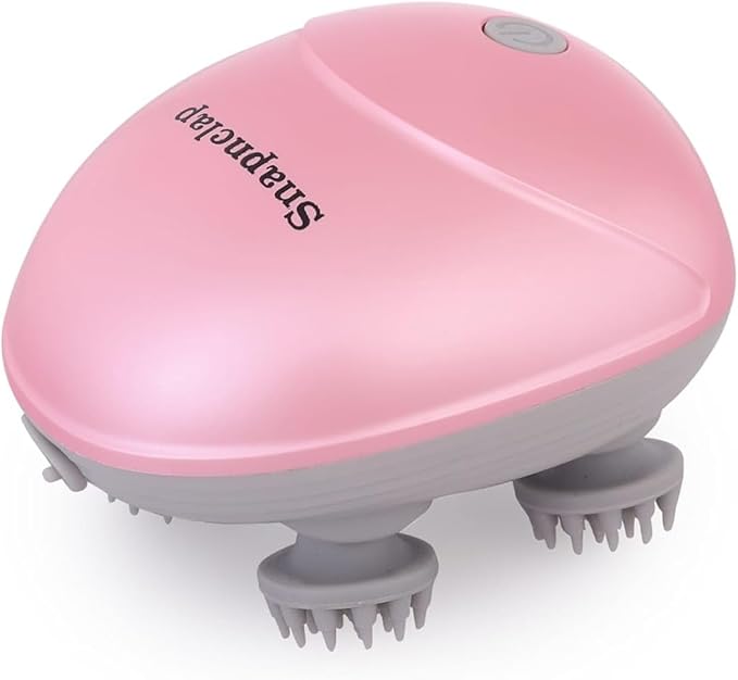 Rechargeable Head Scalp &amp Full Body Massager Electric Kneading Massager with 4 Speed Modes Portable Handheld for Pain Relief Hair Growth &amp Deep Relaxation Pink