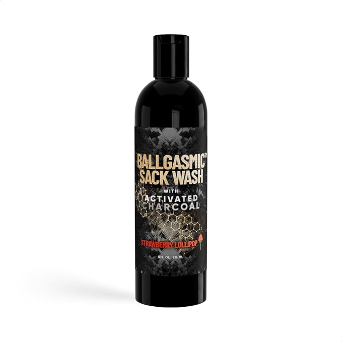 Derm Dude BallGasmic Ball Wash for Men – Sweet Whiskey + Strawberry | Anti-Chafing Charcoal Body Wash for Groin Care &amp Odor Defense – 2 x 8oz