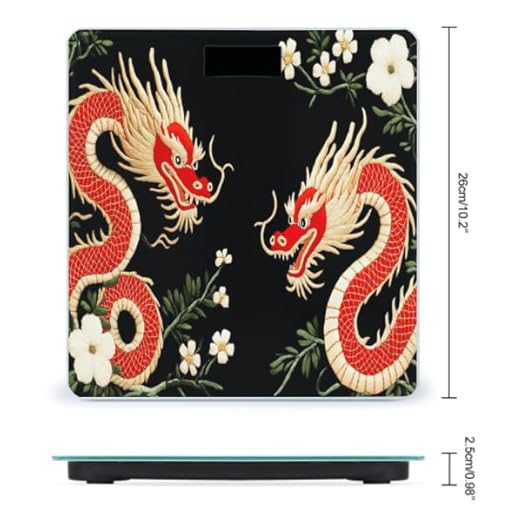 Women's Digital Bathroom Weighing Scale Automatic Switch Energy Saving Scale Smart Scale for Body Weight Compatible with Floral Chinese Japanese Dragon Flower