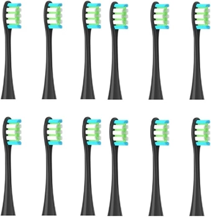 12PCS Replacement Tooth Brush HeadsCompatible for Oclean X/X PRO/ Z1/ F1/ One/Air 2 /SE Soft Toothbrush Cleaning(12pcs Black)