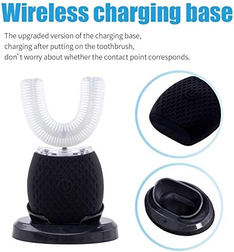 Ultrasonic Automatic Toothbrush Auto Toothbrush for Adult 360° Sonic Toothbrush Waterproof Rechargeable Electric Ultrasonic Toothbrush Teeth whitening Brush for Home and Travel Use (Black)