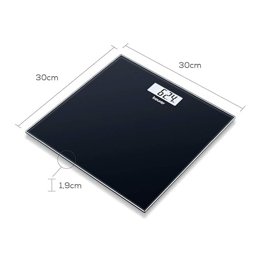 Beurer GS10 Digital Glass Bathroom Scale with Easy To Read Display Black