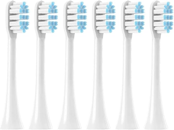 6PCS Toothbrushes HeadCompatible for SOOCAS X3/X3U/X3Pro/V1/X5/X1 Pro Sonic Colorful Toothbrush Soft Bristle Nozzles(6whiteblue)